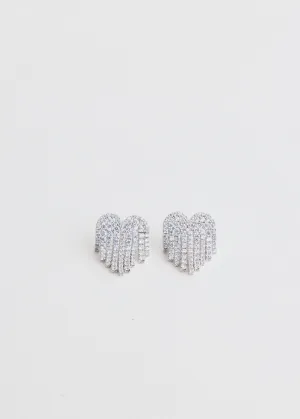 Crystal Drop Heart Earrings