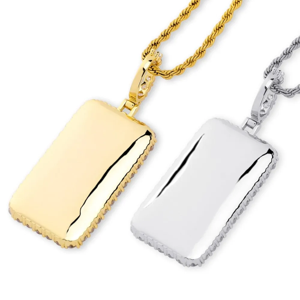 Custom Square Photo Medallion Necklace With Sparkle Stone