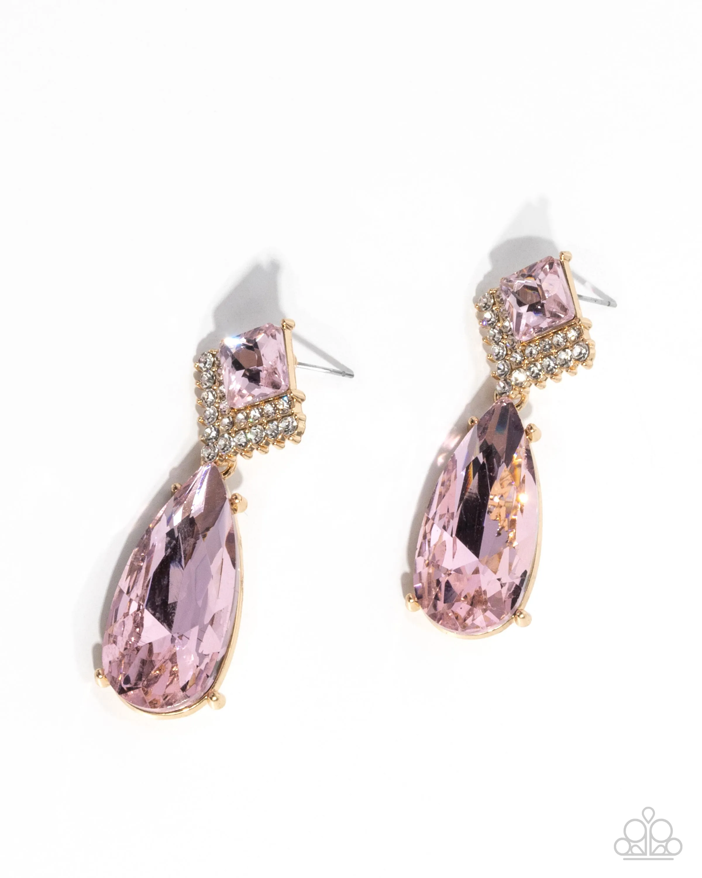 Diamond Life - Pink Post Earrings - Paparazzi Accessories