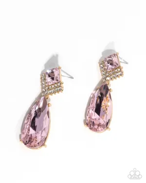 Diamond Life - Pink Post Earrings - Paparazzi Accessories