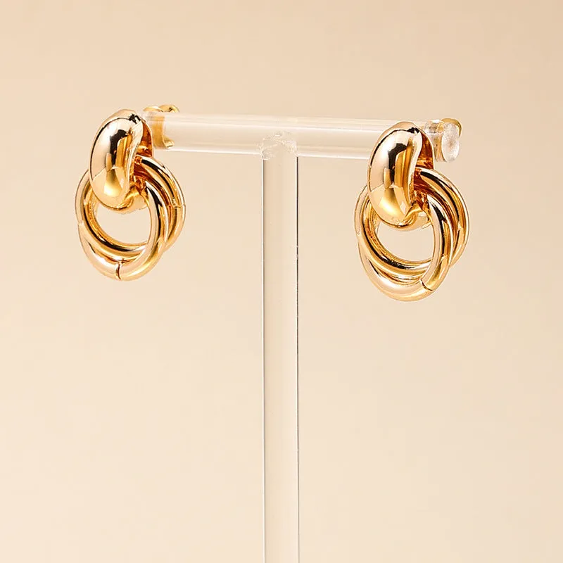 Elegant Geometric Retro Circle Earrings - Vienna Verve Collection