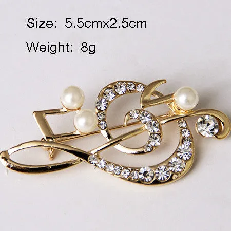 Elegant Music Note High-Grade Lovely Crystal Brooch Fashion Jewelry Rhinestone Pin Christmas Gift