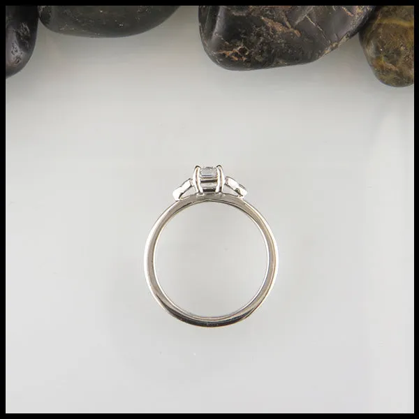 Emerald Cut Engagement Ring with Cathedral Trinity Knots
