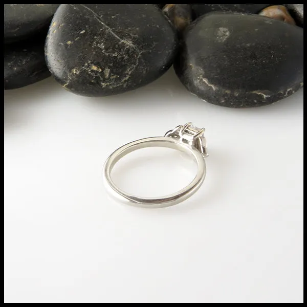 Emerald Cut Engagement Ring with Cathedral Trinity Knots