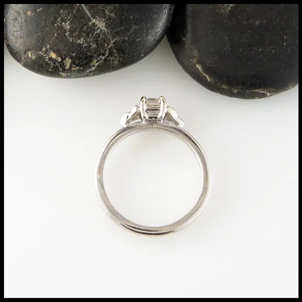 Emerald Cut Engagement Ring with Cathedral Trinity Knots
