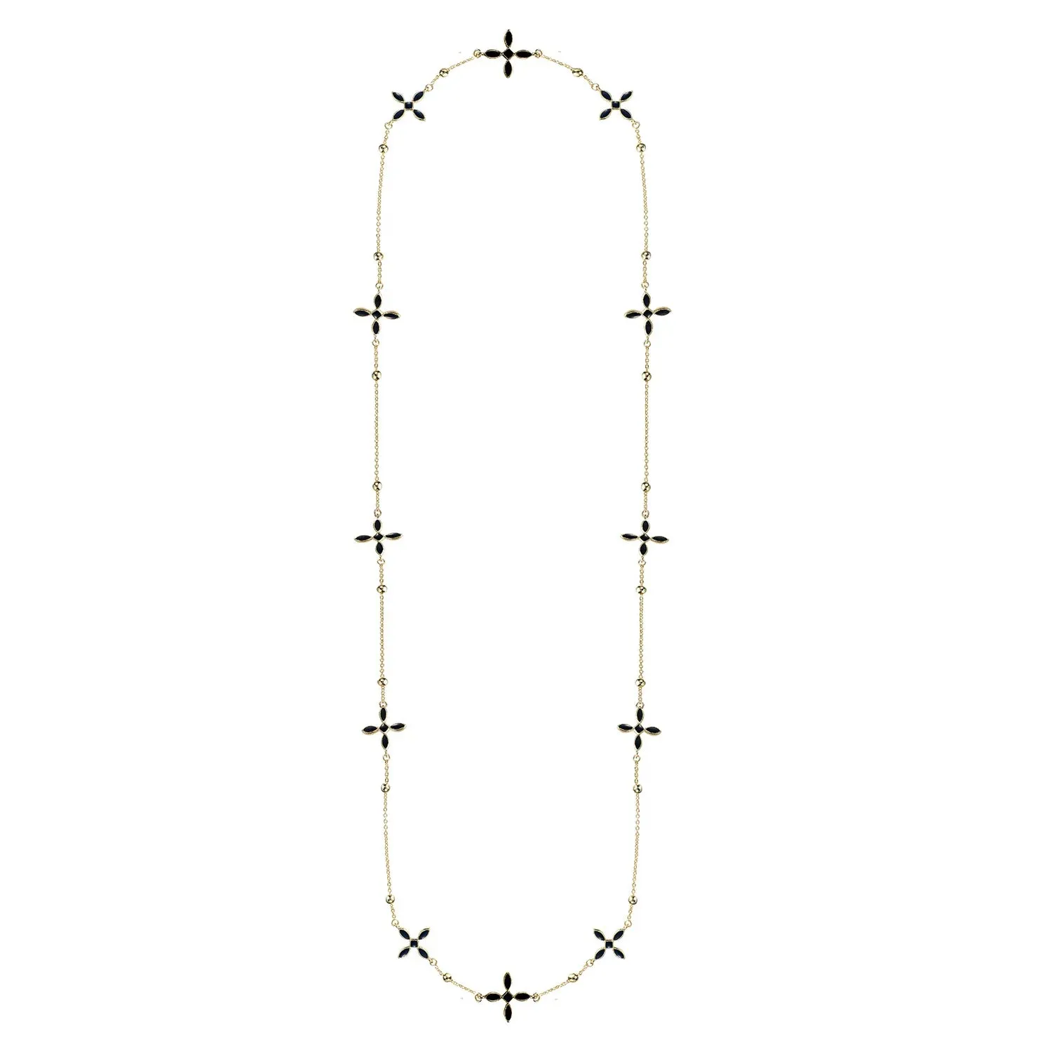 Enamel Cross Station Necklace in Black Enamel