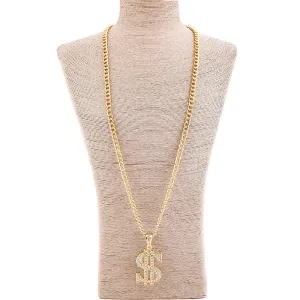 Exaggerated Gold Medal Hip Hop Jewelry Temperament Money Sign Letters Diamond Long