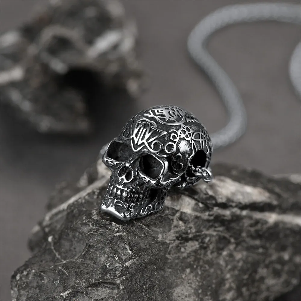 Faithheart Gothic Skull Pendant Necklace For Men