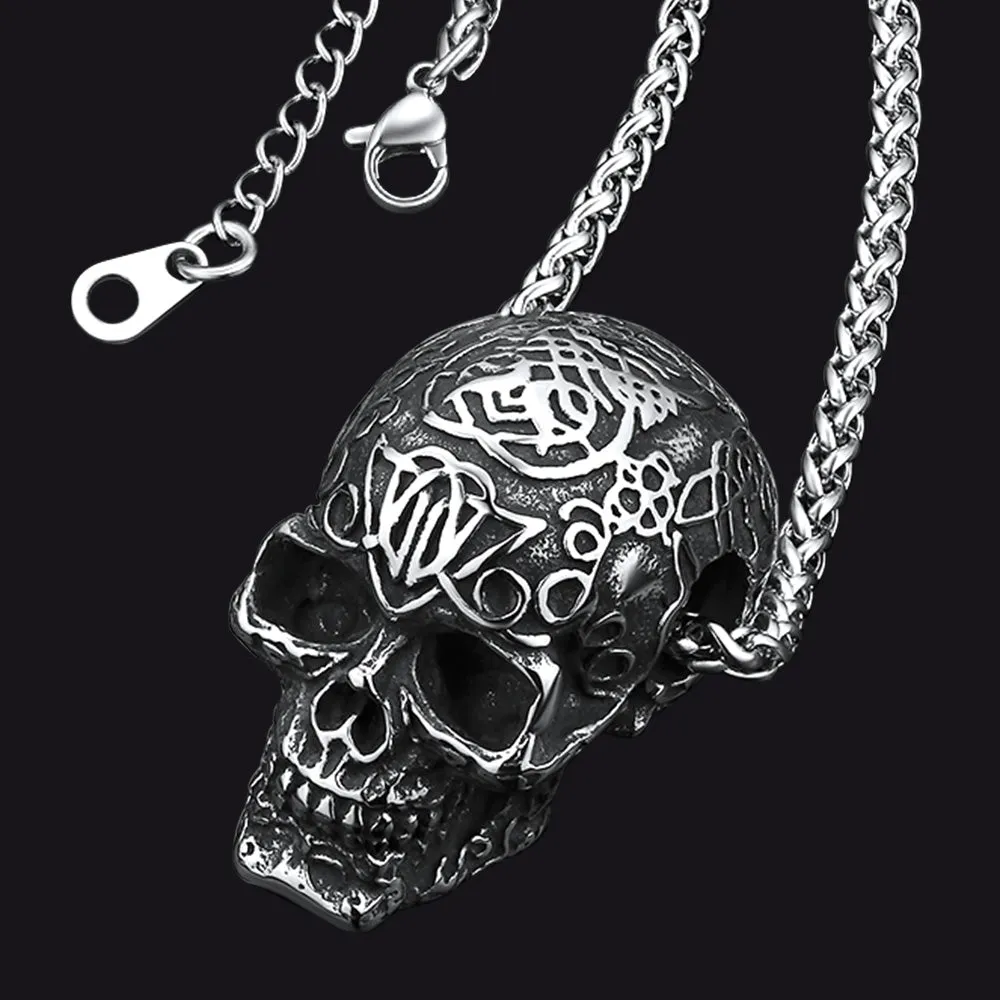 Faithheart Gothic Skull Pendant Necklace For Men
