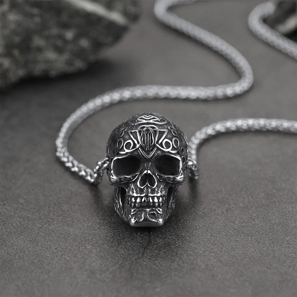 Faithheart Gothic Skull Pendant Necklace For Men