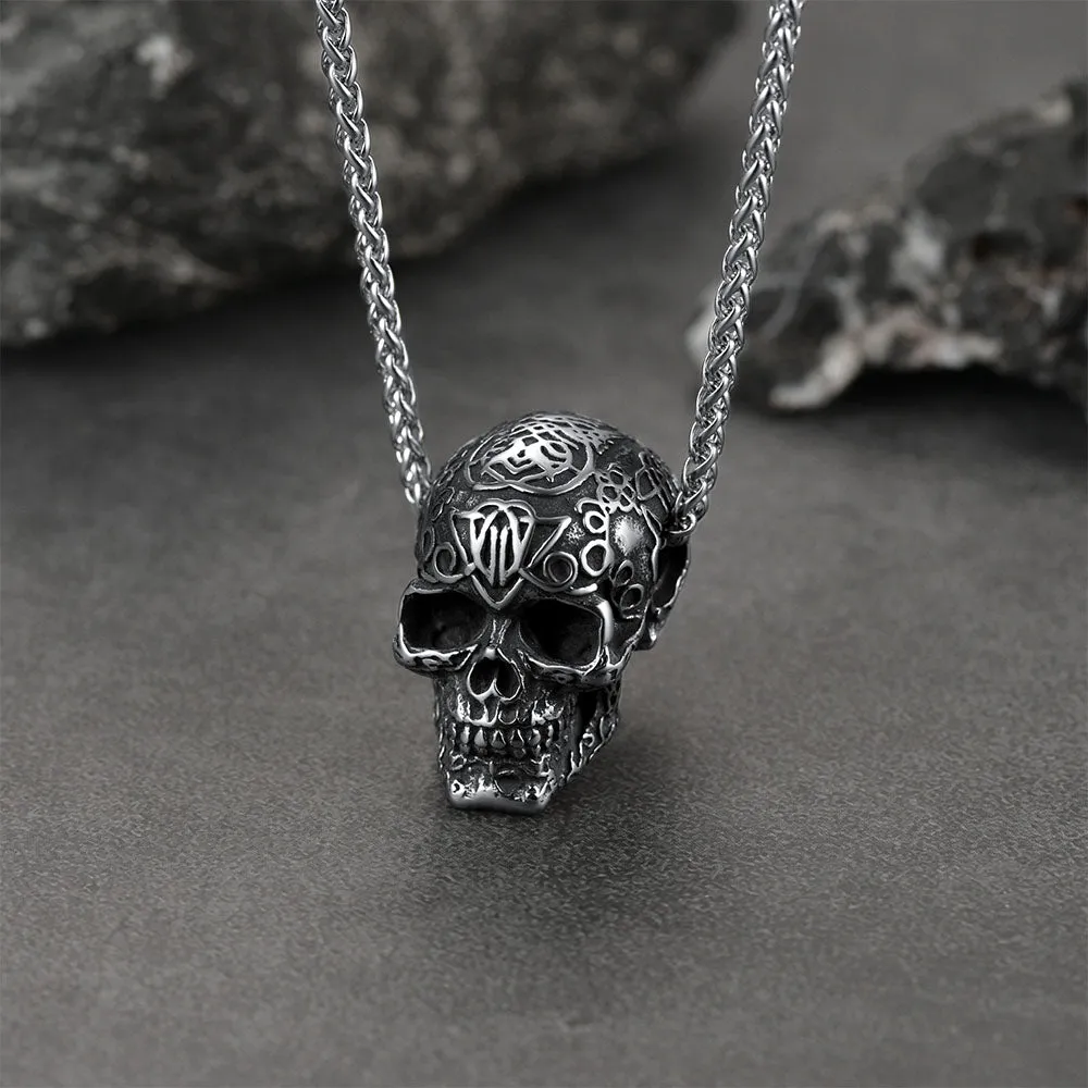 Faithheart Gothic Skull Pendant Necklace For Men