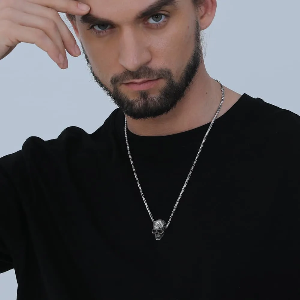 Faithheart Gothic Skull Pendant Necklace For Men