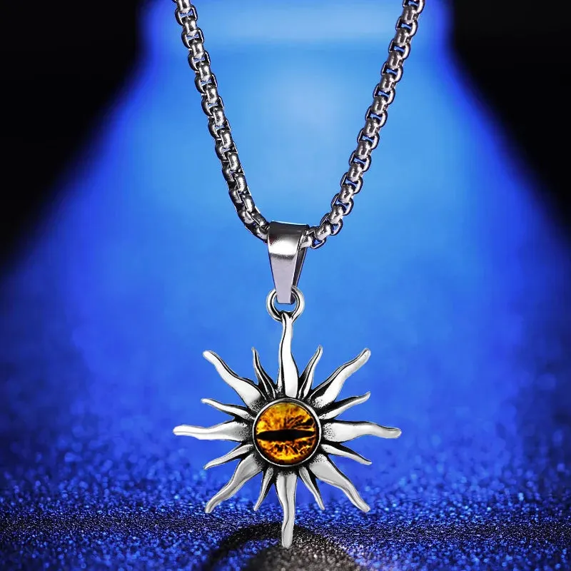 Fashion Stainless Steel Sun Eye Pendant Necklace Punk Hip Hop Necklaces for Men Stainless Steel Jewelry Party Anniversary Gift