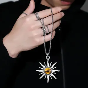 Fashion Stainless Steel Sun Eye Pendant Necklace Punk Hip Hop Necklaces for Men Stainless Steel Jewelry Party Anniversary Gift