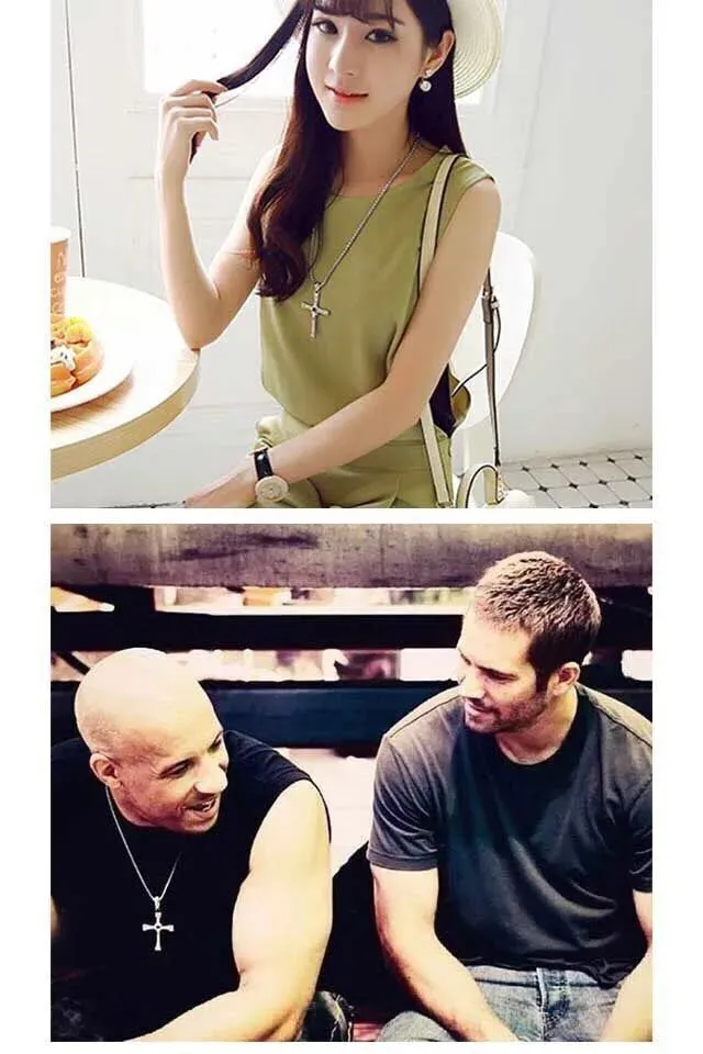 Fast and Furious  Hard Gas Actor Hip Hop Dominic Toretto Cross Necklace Pendant for Men Friend Gift Fashion Jewelry Wholesale