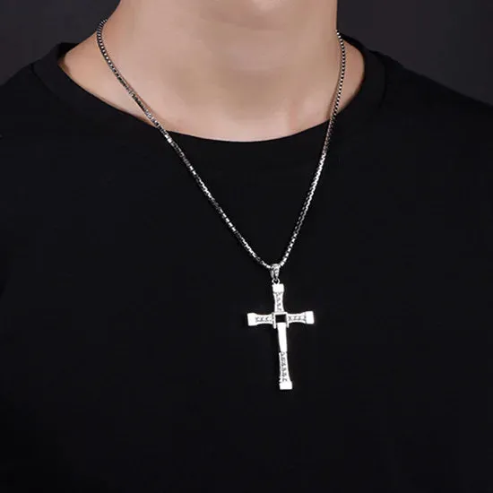 Fast and Furious  Hard Gas Actor Hip Hop Dominic Toretto Cross Necklace Pendant for Men Friend Gift Fashion Jewelry Wholesale