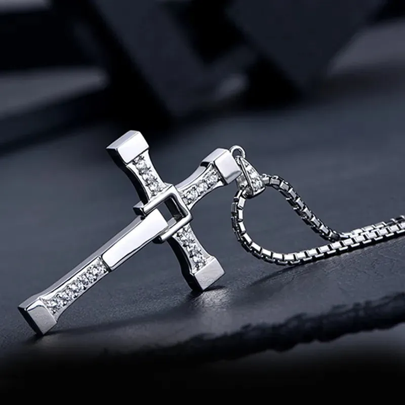 Fast and Furious  Hard Gas Actor Hip Hop Dominic Toretto Cross Necklace Pendant for Men Friend Gift Fashion Jewelry Wholesale