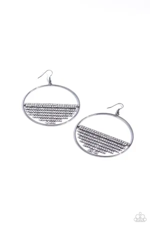 Fierce Fringe - Black Earrings - Paparazzi Accessories