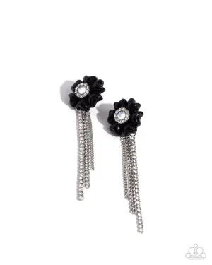 Floral Fuel - Black Post Earrings - Paparazzi Accessories