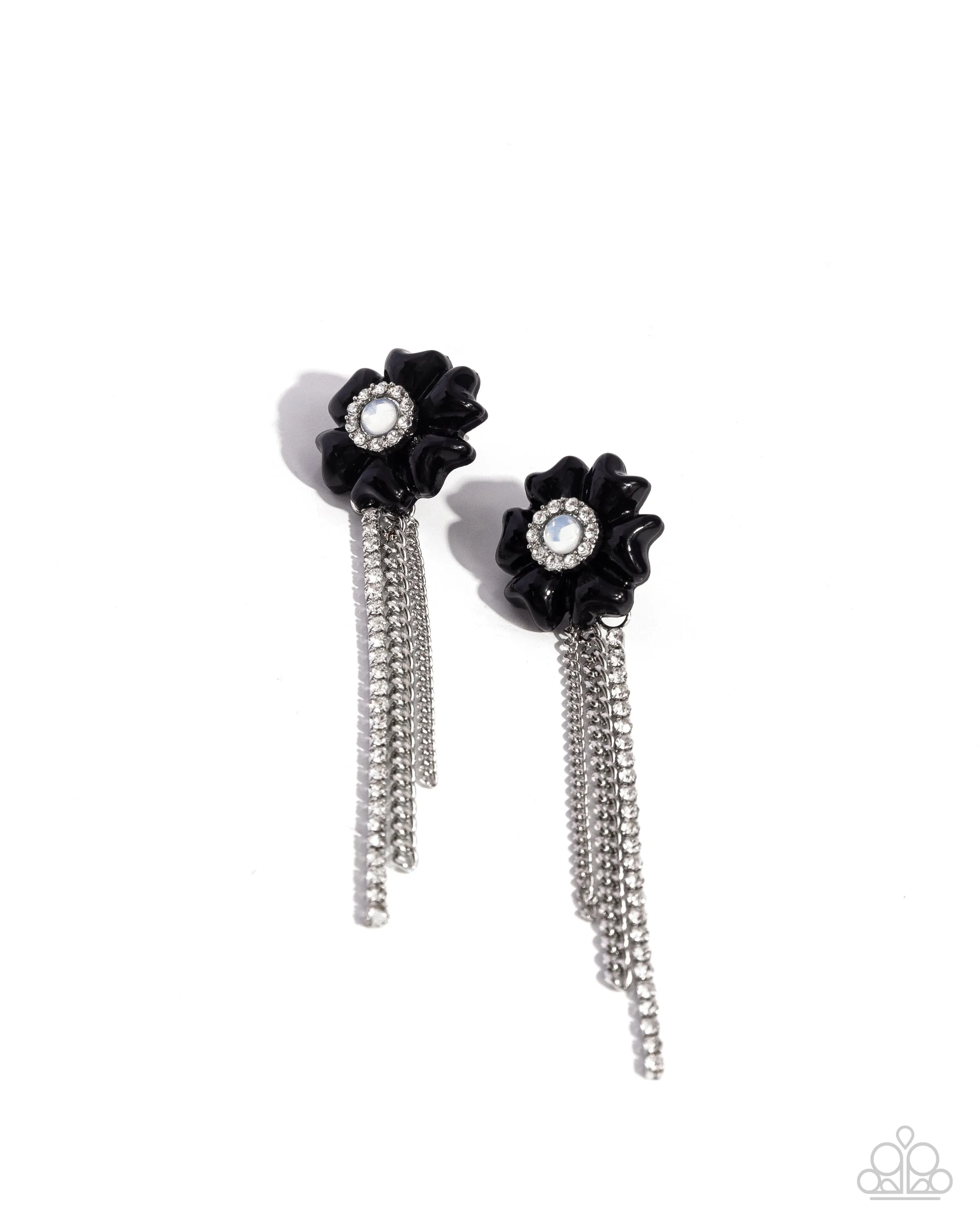 Floral Fuel - Black Post Earrings - Paparazzi Accessories