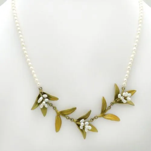 Flowering Myrtle 16" Adjustable Pearl Necklace by Michael Michaud