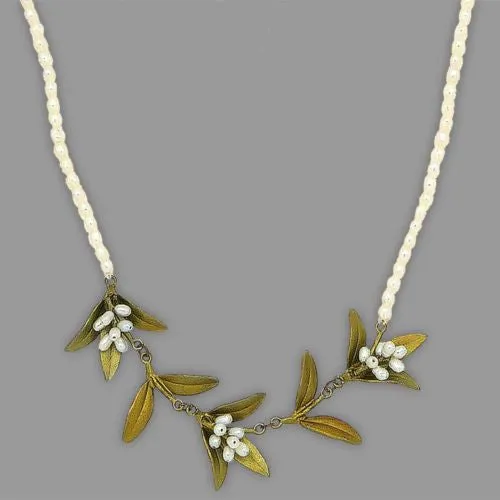 Flowering Myrtle 16" Adjustable Pearl Necklace by Michael Michaud