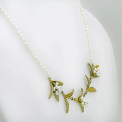 Flowering Myrtle 16" Adjustable Pearl Necklace by Michael Michaud