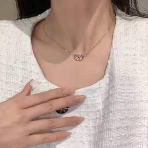 Flytonn Korean Charm Circle Pendant Necklace Women Silver Simple Hip Hop Clavicle Chain Necklace Girls Mother Day Jewelry Gift 2022