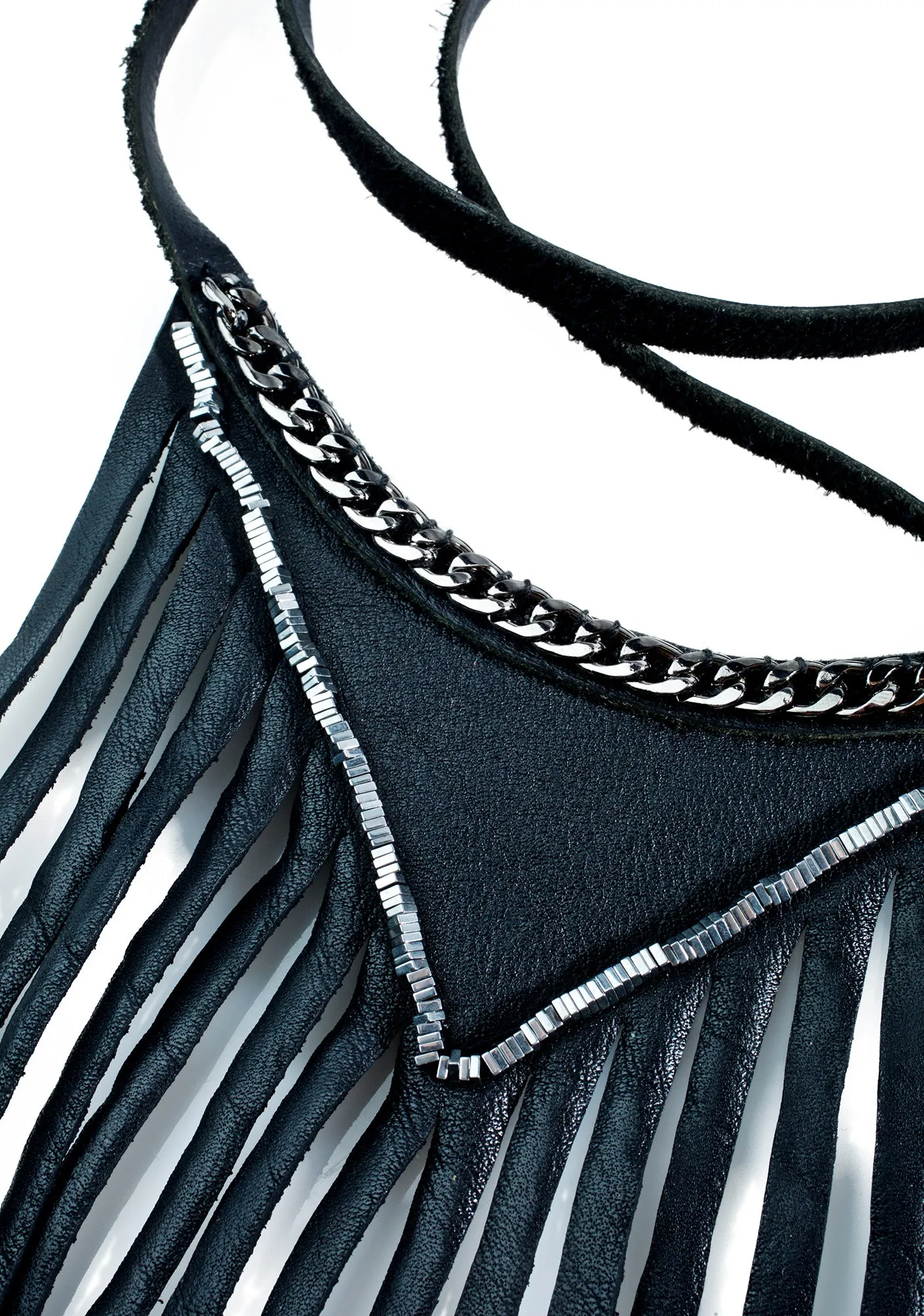 Fringed Leather Choker
