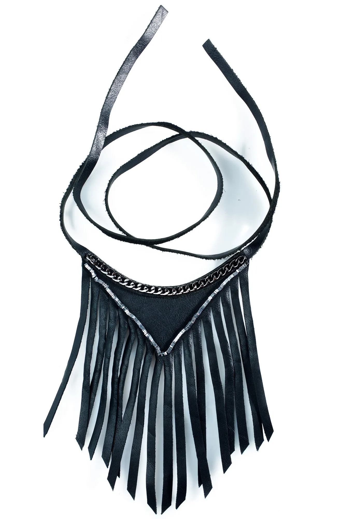 Fringed Leather Choker