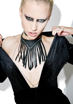 Fringed Leather Choker