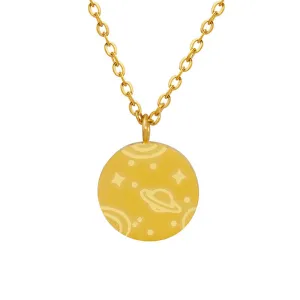 Galactic Planet Pattern Titanium Steel Necklace - Women's Trendy Hip-Hop Jewelry