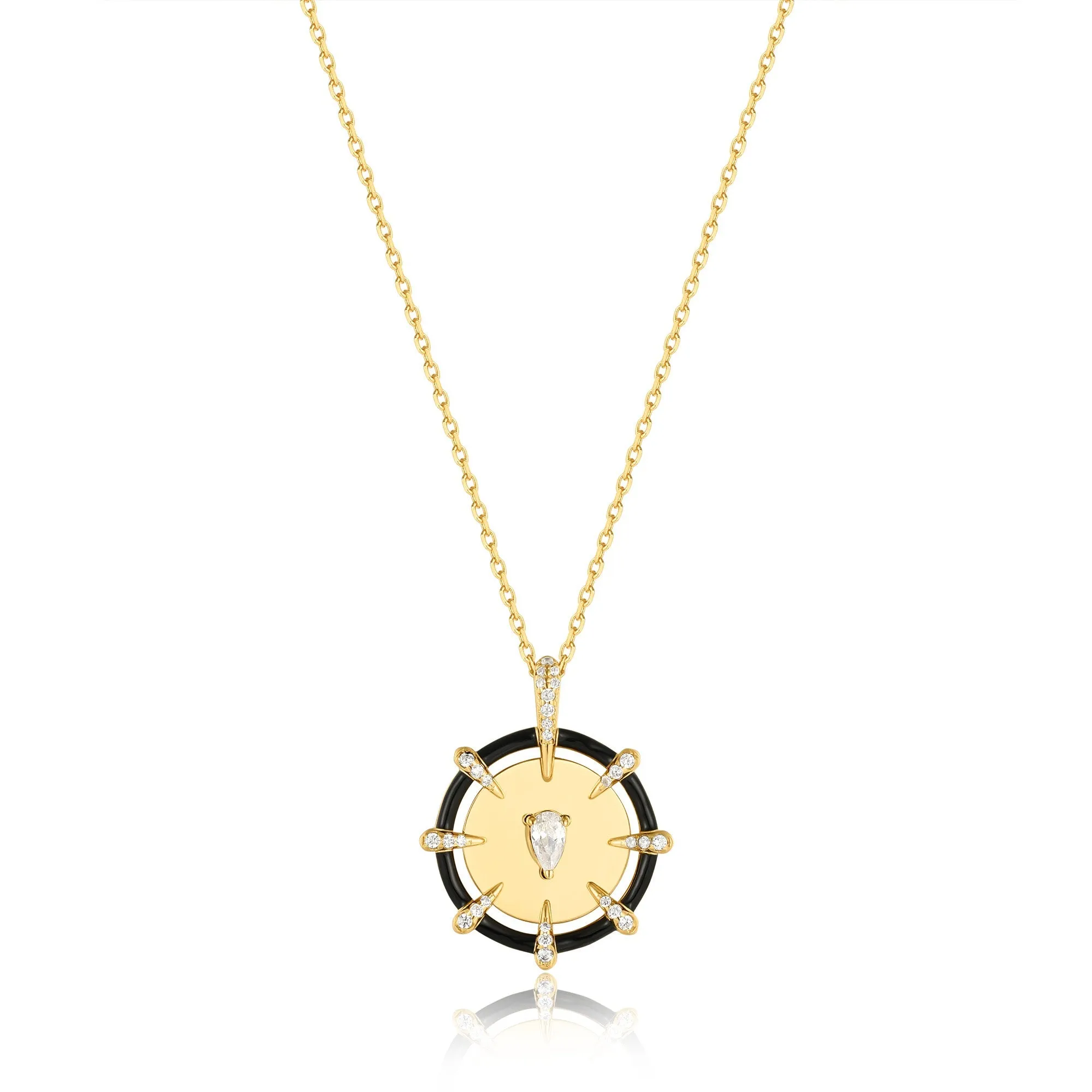 Gold Sparkle Point Medallion Necklace