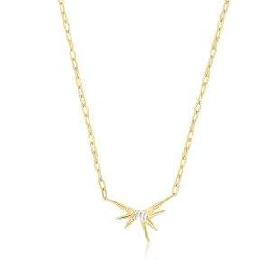 Gold Sparkle Spike Pendant Necklace