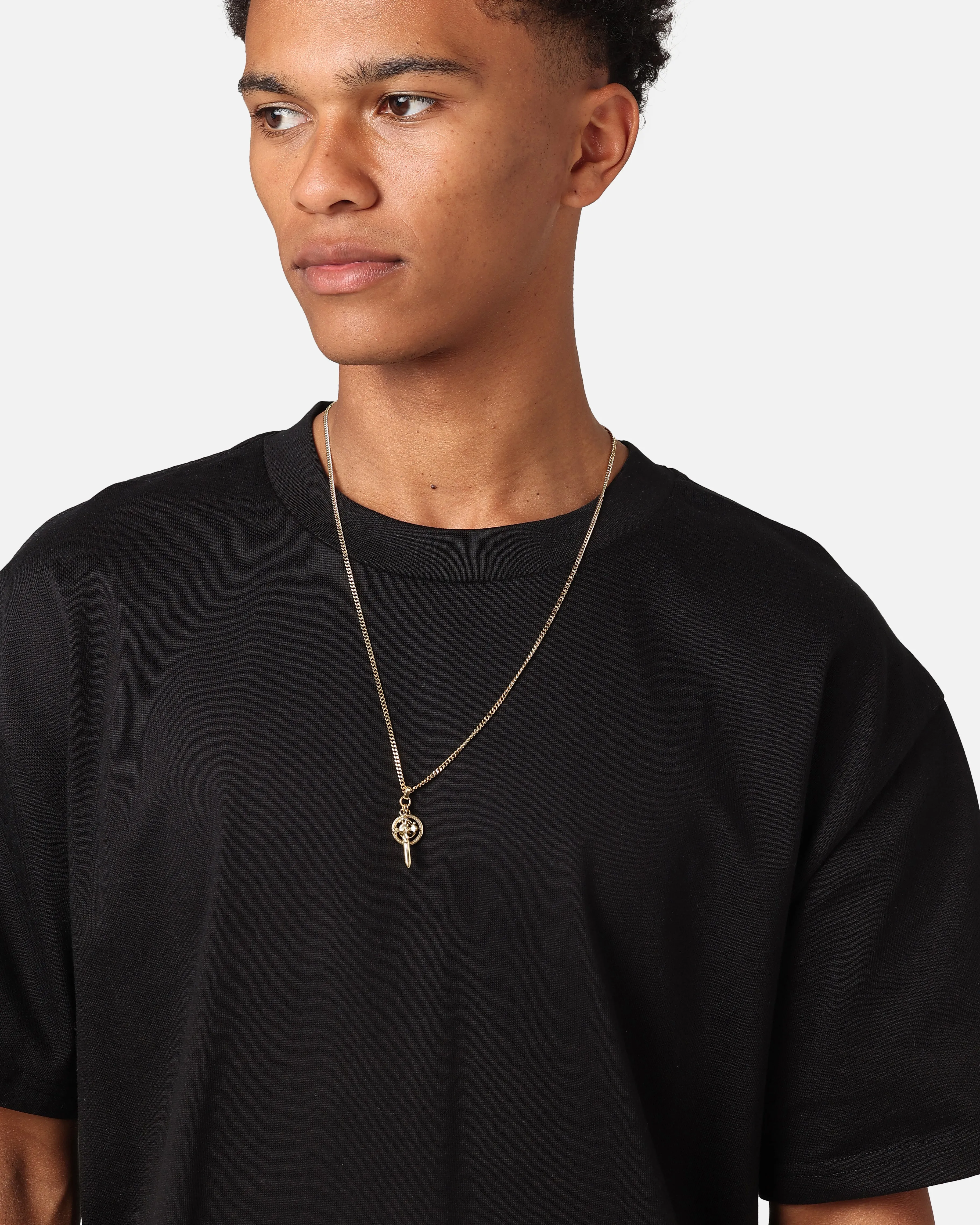 Guess Mainline South Alameda G Coin & Dagger Necklace Yellow Gold