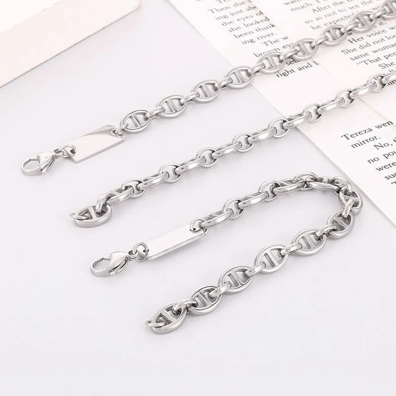 Hip Hop Stainless Steel Necklace with Unique 8mm Pig Nose Pendant for Men and Women