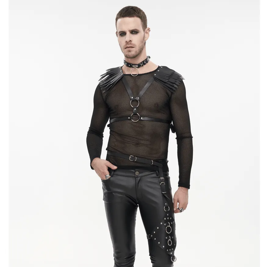 Men's Punk Big Ring Faux Leather Choker