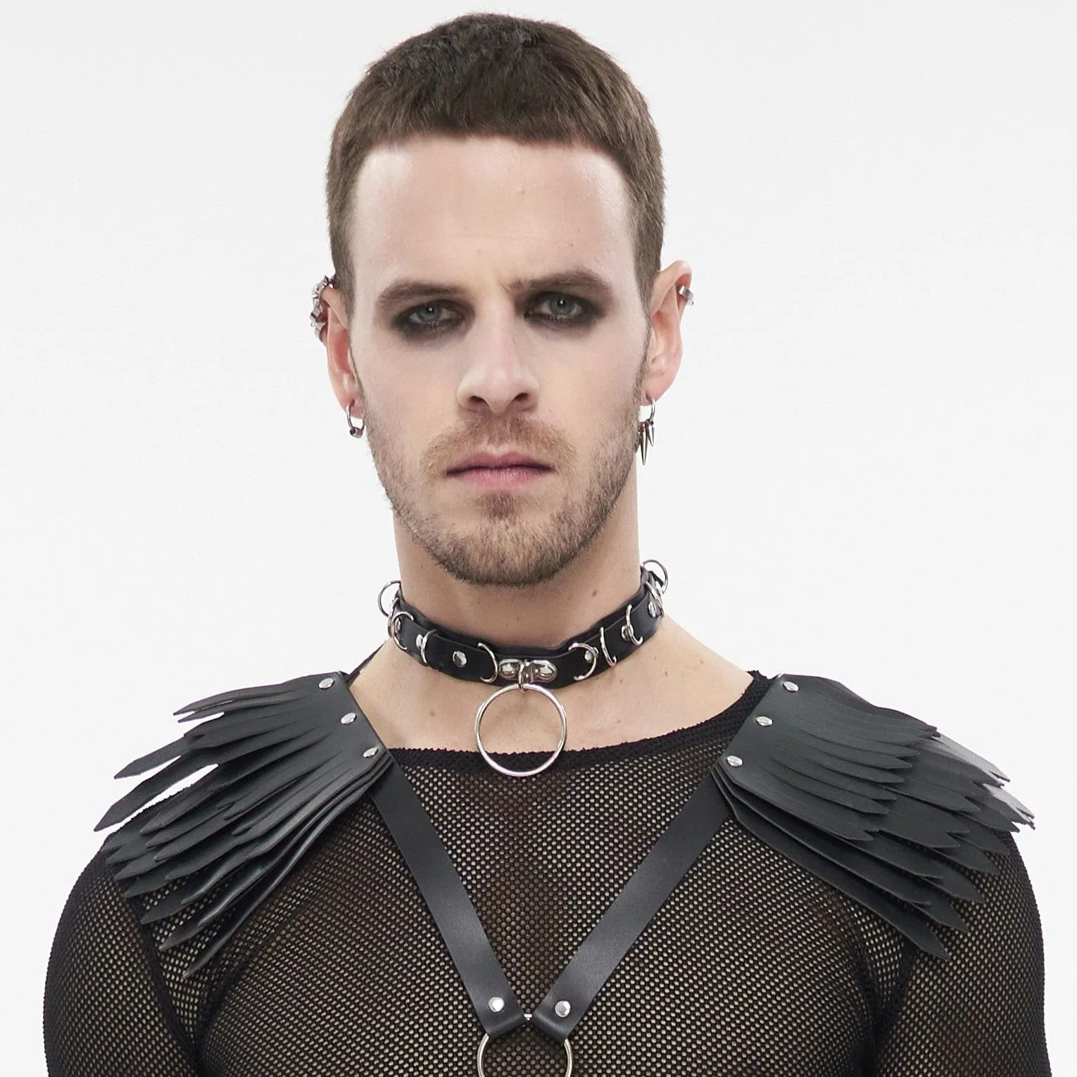Men's Punk Big Ring Faux Leather Choker
