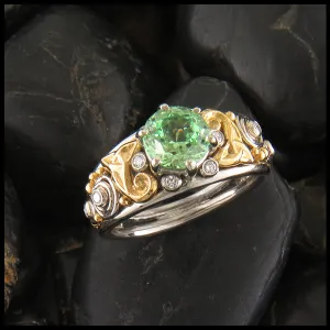 Mint Garnet Custom Ring in Yellow & White Gold