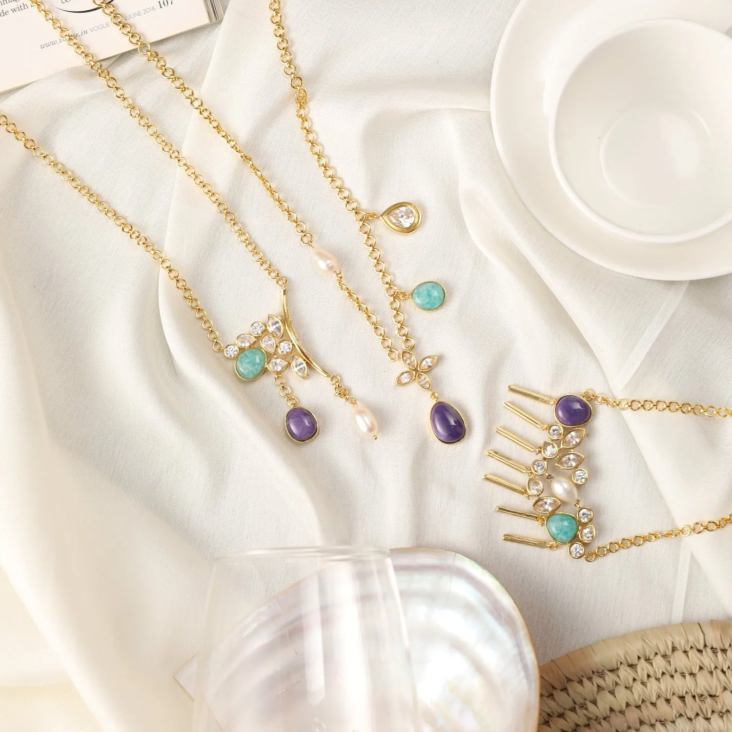 Moroccan Blue Statement Silver Necklace