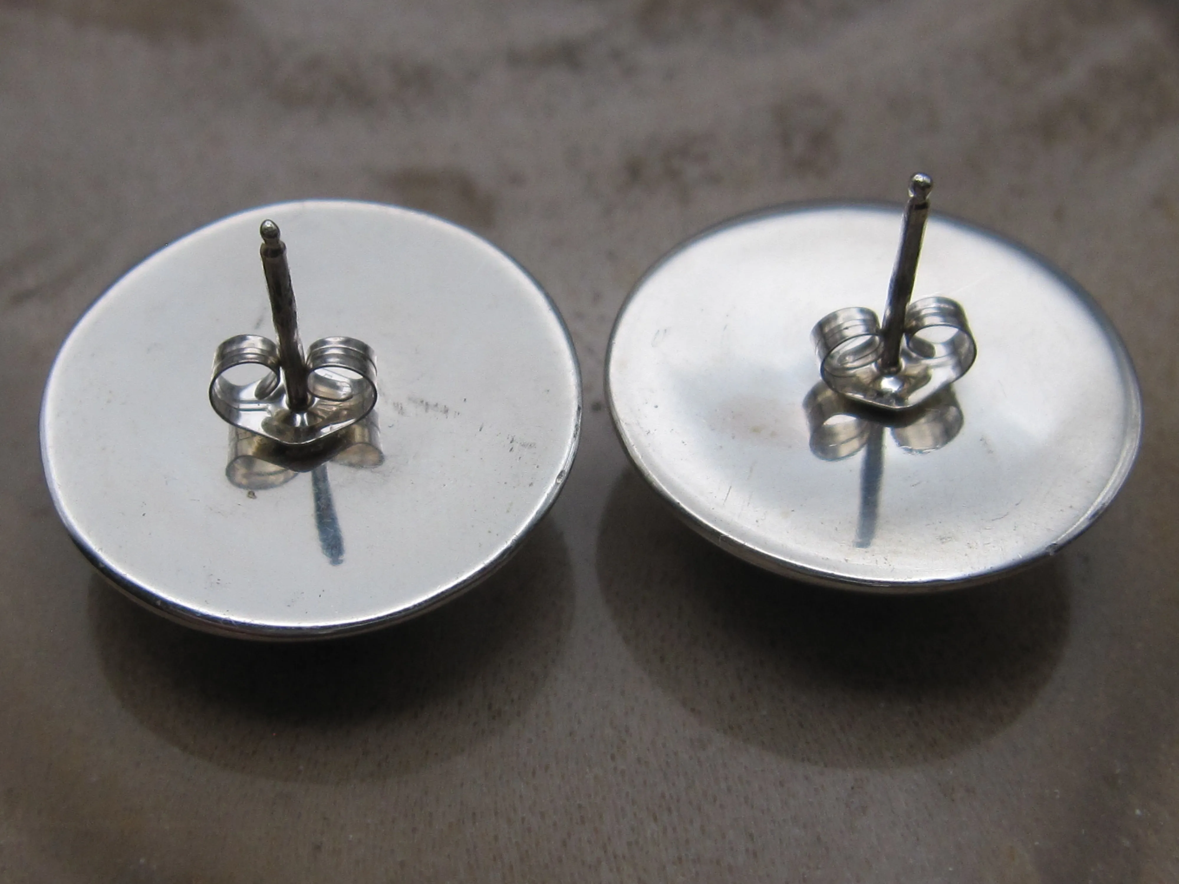 Native American Made Sterling Silver Concho Post Earrings