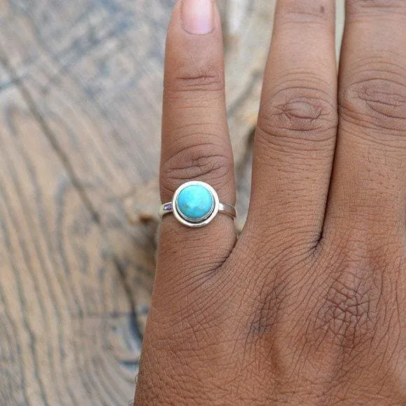 Natural Sleeping Beauty Arizona Turquoise Gemstone 925 Sterling Silver Birthstone Gift Ring, Turquoise Jewelry, Nickel Free Ring