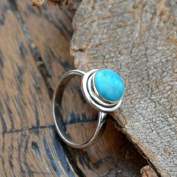 Natural Sleeping Beauty Arizona Turquoise Gemstone 925 Sterling Silver Birthstone Gift Ring, Turquoise Jewelry, Nickel Free Ring