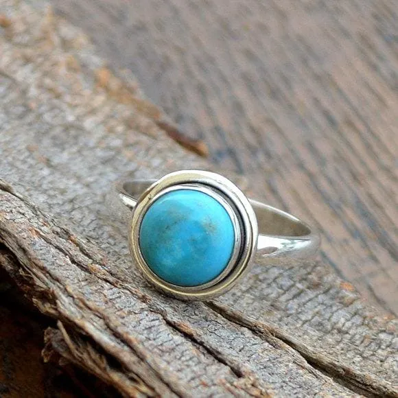 Natural Sleeping Beauty Arizona Turquoise Gemstone 925 Sterling Silver Birthstone Gift Ring, Turquoise Jewelry, Nickel Free Ring