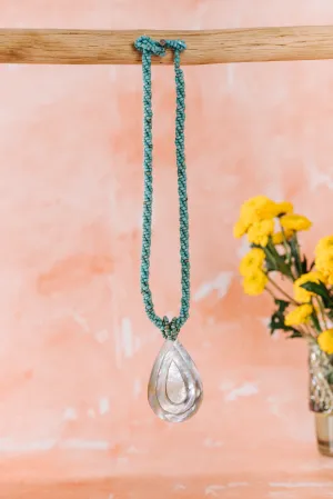 Necklace Oval Shell Pendant - Turquoise (NCK 024)