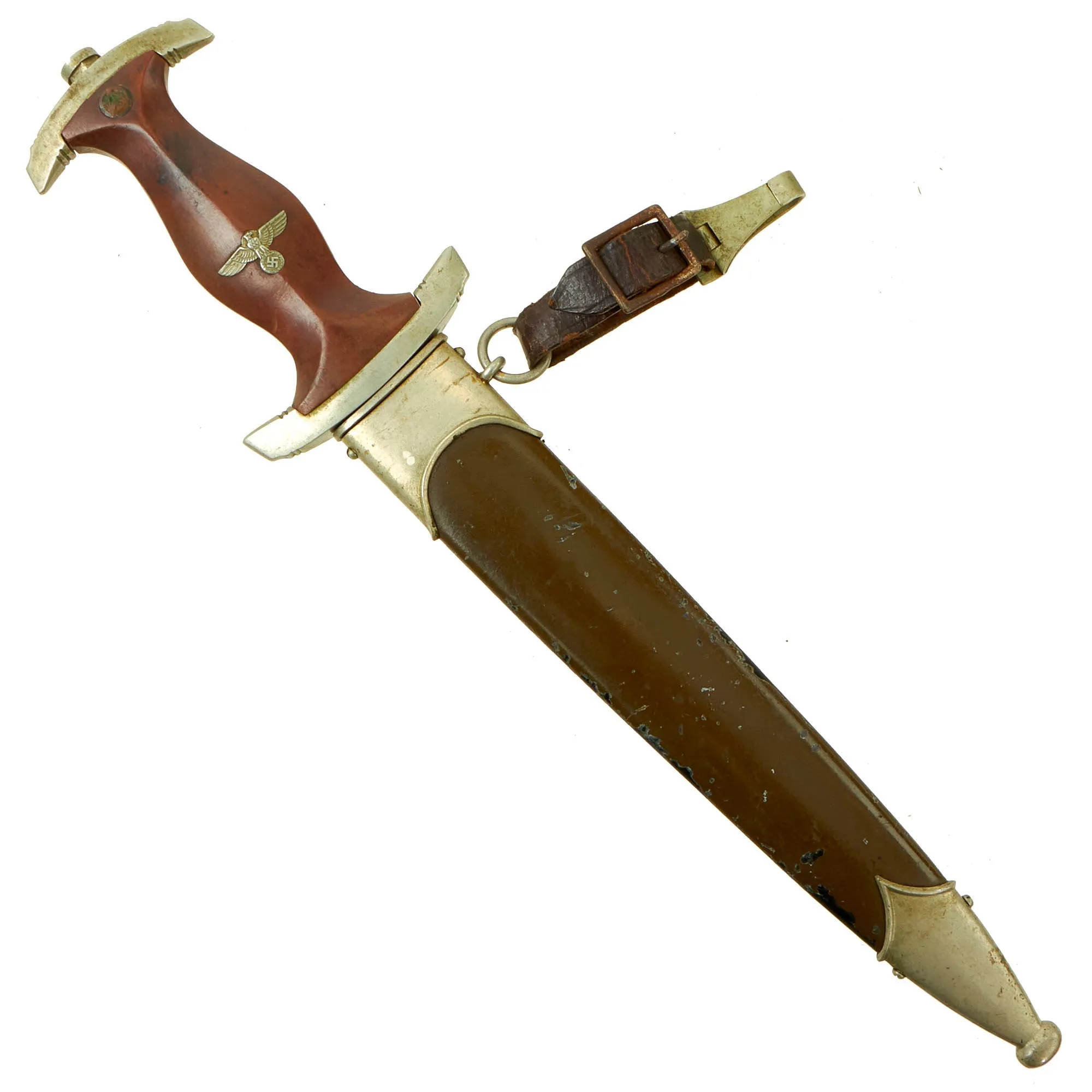 Original German Early WWII SA Dagger by Rare Maker Hugo Linder Deltawerk with Scabbard & Hanger - McSARR Rarity Rated 7 of 10