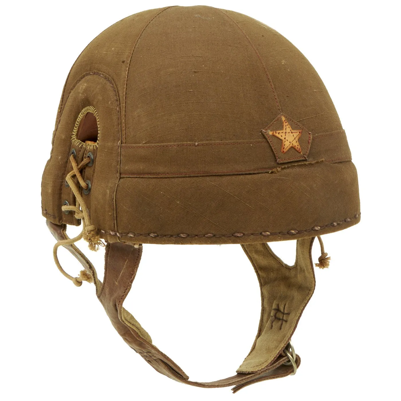 Original Japanese WWII Imperial Japanese Army Tanker Helmet with Markings - dated 1944