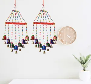 PALPAL Art Gallery Bell Wind Chimes V Safe Combo Set of 2 Home Decoration Item for Hall balcaney Wall/Door/Window Hanging (80CM Multicolour)