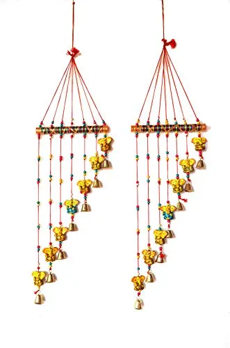 PALPAL Art Gallery Ganesha Wind Chimes/Safe Combo Set of 2 Home Decoration Items for Hall balcaney Wall/Door/Window Hanging Bells(90 cm Multicolour)