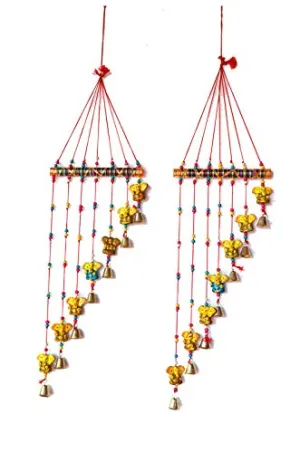 PALPAL Art Gallery Ganesha Wind Chimes/Safe Combo Set of 2 Home Decoration Items for Hall balcaney Wall/Door/Window Hanging Bells(90 cm Multicolour)